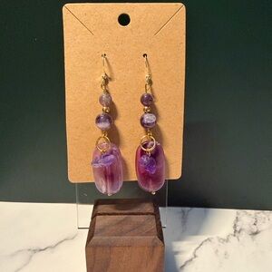 Purple and Gold Dangle Earrings